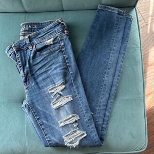 American Eagle Outfitters Women's Ripped Blue Skinny Jeans